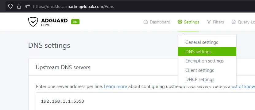 Adguard Home Settings