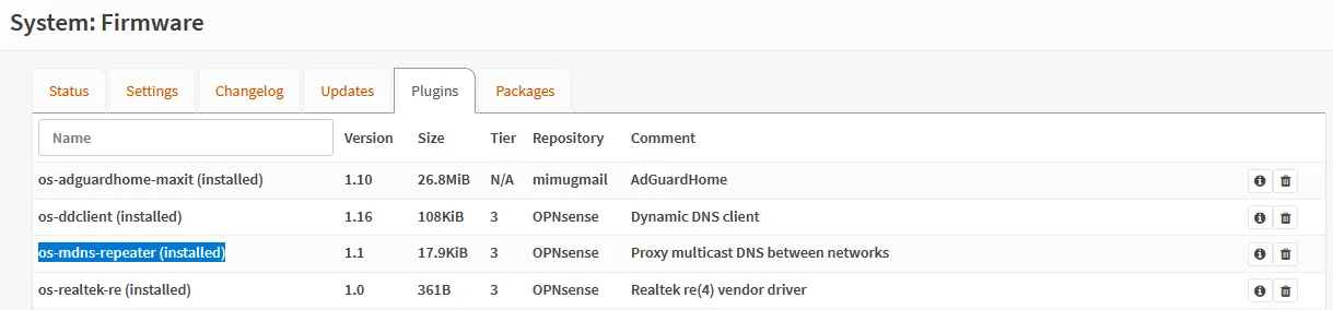 mDNS repeater plugin install